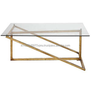 Table basse avec plateau en verre argenté, 9 pouces, avec base métallique - Product Image 6