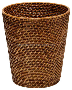 Hand Woven Wicker Rattan <b>Paper</b> <b>Waste</b> <b>Basket</b> - Product Image 2