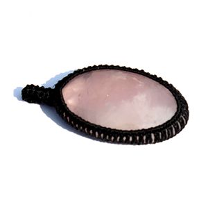 Bohème Argent Pendentif Ovale Rose Quartz Macramé Cordon Wrap Diamant Perle Piedras Naturales Cristal Guérison Religieux Fête Charme - Product Image 4