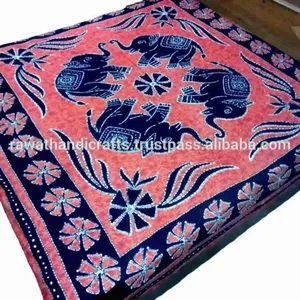 Couvre-lit indien imprimé éléphant 100% coton tricoté-RAWAT HANDICRAFTS Online Exportateurs - Product Image 1