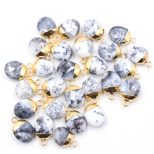 Dendritic Opal 12-14 MM <b>Brass</b> Pendant Oval Shape Gold Plated with Bail For <b>Jewellery</b> Making - Product Image 4