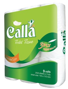 100% Virgin Pulp, 3 Ply, 9 <b>Rolls</b>,Calla <b>Toilet</b> Tissue Produced in Vietnam - Product Image 1
