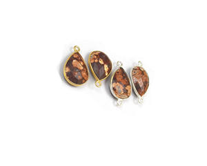 Connecteur de lunette en pierre précieuse de jaspe naturel en forme de poire Bail unique à la main à facettes plaqué or fabrication de bijoux bijoux en chaîne - Product Image 6