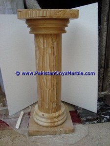 BurmaTeak Handcarved <strong>Natural</strong> <strong>Stone</strong> Pedestal Solid <strong>Column</strong> with Rope Style Tapered Top for Home Decorations and Displays - Product Image 2