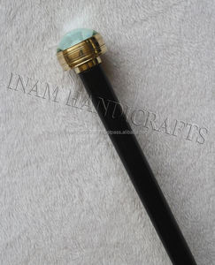 Antique Designer vintage Nautical Black wooden foldable <b>walking</b> <b>stick</b> with cast brass Watch / Clock <b>handle</b> by INAM HANDICRAFTS - Product Image 2