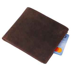 Portefeuille en cuir vintage de haute qualité pour homme, portefeuille court, porte-cartes avec plusieurs emplacements pour cartes, porte-monnaie, fermeture ouverte - Product Image 5