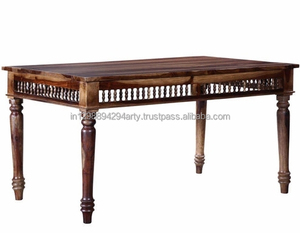 Table à manger antique en bois de Sesham en chêne massif et teck Mobilier de maison design pliant pour salle à manger - Product Image 1