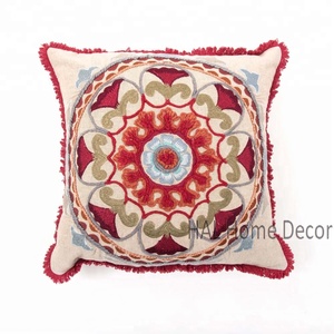 Popular Indian Suzani Throw Pillow Case <b>Cover</b>, Wholesale Hand Embroidered Custom Mandala <b>Cushion</b> <b>Covers</b> Decorative - Product Image 1