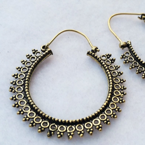 Spiral <b>Brass</b> Feather Earrings Handmade Tribal Earrings Feather <b>Jewellery</b> - Product Image 1