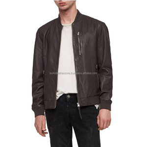 Chaqueta bomber de piel auténtica para hombre personalizada al por mayor con piel de oveja para el invierno - Product Image 1