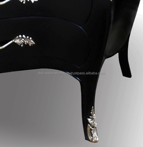 Mueble de Madera Negro y Dorado, Gabinete Bombay con 4 Cajones, Estilo Francés - Product Image 6