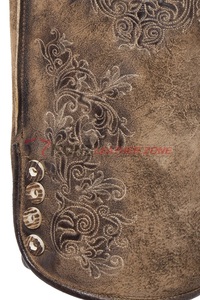 Pantalon court en cuir de vachette véritable Lederhosen-Bavarian Trachten avec ceinture en cuir à boucle logo antique - Product Image 3