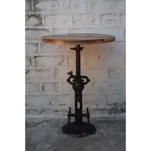 Industrial Round Crank Bar Table Vintage Industrial Jodhpur Crank Bar Table Industrial Cafe Restaurant Crank Table