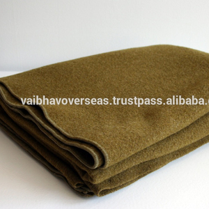 Couvertures en laine tissée vert olive robuste Avior Industries PVT LTD 80% laine unie motif solide imperméable en gros pour la maison - Product Image 5