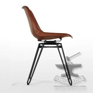 Chaise d'appoint vintage moderne en cuir pour salle à manger et cuisine Derniers meubles de salon en cuir véritable pour restaurant - Product Image 4