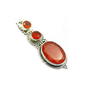 Colgante de piedras preciosas de cornalina roja, joyería de plata de ley 925 sólida, colgantes y dijes de joyería fina hechos a mano - Product Image 1