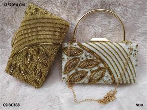 Bolso de noche de moda Vintage con bordado de cuentas, bolso de hombro, bolso de fiesta con patrón geométrico con decoración de cadena de perlas - Product Image 4