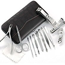 Ensemble de pédicure manucure professionnel de haute qualité en acier inoxydable différents articles sac en cuir noir ensemble de pédicure manucure - Product Image 5