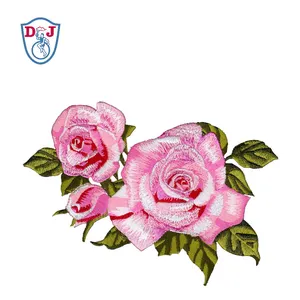 Bordado Boutique Rosa Applique de la flor con hierro en el respaldo para ropa