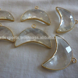 <b>Crystal</b> Quartz Moon Charms silver 925 bezel fashion jewelry for Bracelet & Necklace <b>Pendant</b> gemstone - Product Image 1