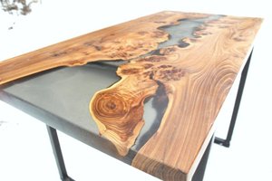 Indian <span class=keywords><strong>Antique</strong></span> Live Edge Sólida Mesa De Jantar De Madeira com Resina Epóxi Home Móveis para Sala de Jantar