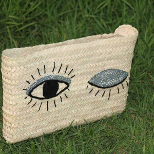 Pochette en paille de haute qualité, pochette marocaine en paille faite à la main avec du cactus et du wicker, pochette Marrakech - Product Image 1