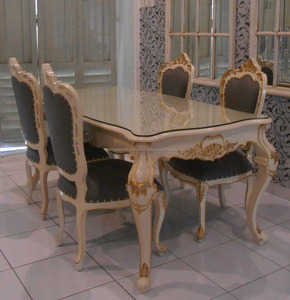 Silla de comedor de madera tallada de muebles de lujo - Product Image 6