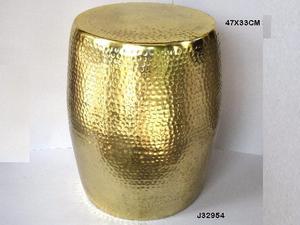 Taburete de aluminio con acabado de latón brillante, hecho a mano, estilo martillado en pulido de espejo, también disponible en muebles de Metal pequeños de cobre - Product Image 2
