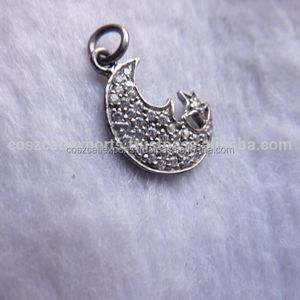 Cristal pavé forma de Luna, conectores para fabricación de joyas - Product Image 1