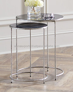 โต๊ะข้างสแตนเลสชุดโต๊ะกาแฟร่วมสมัยสองชิ้นพร้อมหินอ่อนสำหรับห้องสุดหรูและโรงแรม - Product Image 1