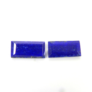 Pierre précieuse Lapis Lazuli naturelle fabriquée à la main 20x10mm baguette rectangulaire coupe couleur bleue - Product Image 1