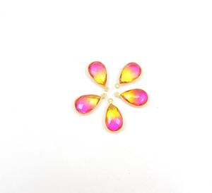 Multi cuarzo piedra preciosa natural hermosa hecha a mano forma de pera bisel piedra natal Boho conector con chapado en oro - Product Image 3