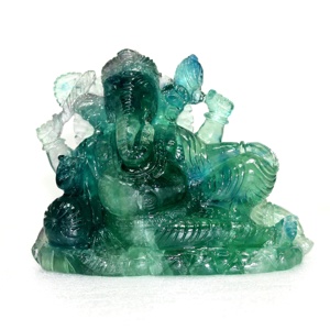 Statue de Ganesha fabriquée à la main Figurine multi-fluorite pierre semi-précieuse sculpture travail artisanal unique - Product Image 1
