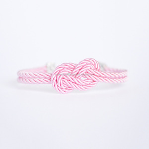 Pink infinity knot nautical rope <b>bracelet</b> with silver anchor charm Handmade Happiness - Product Image 1