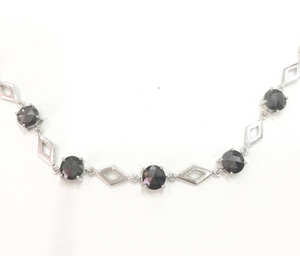 สร้อยข้อมือเพชรสีดำแฟนซีทรงกลม7.00กะรัตสำหรับผู้หญิงทองคำขาว14K สร้อยข้อมือเพชรแฟนซีตัดดอกกุหลาบสีดำทองแท้ - Product Image 4