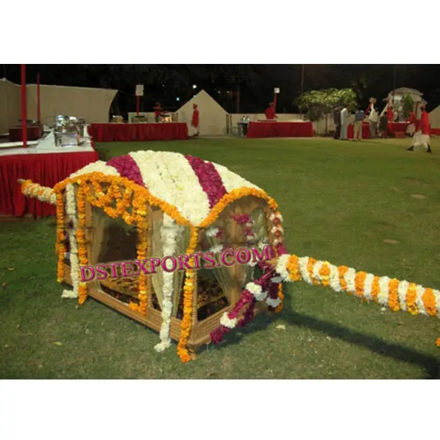 ดอกไม้งานแต่งงานของชาวฮินดูตกแต่ง Palki Doli งานแต่งงานของอินเดีย Dulhan Doli