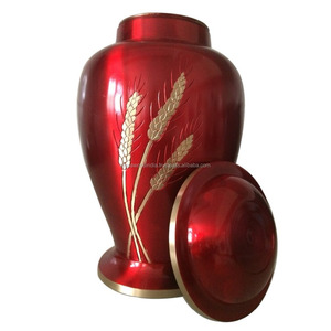 Aria ข้าวสาลีทองเหลืองโลหะเผาศพ Urn อุปกรณ์งานศพ Brassworld อินเดีย - Product Image 2