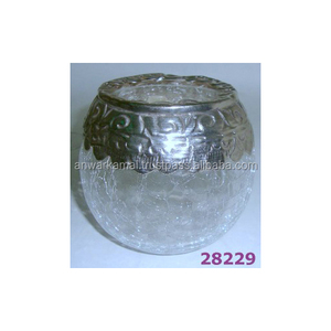 Tealight votivo de latón y vidrio con forma de cuenco para decoración del hogar - Product Image 2