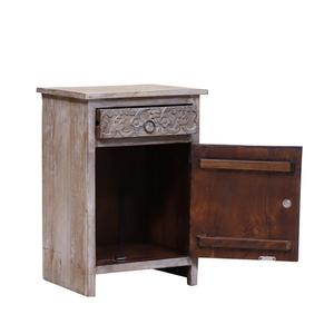 Table de chevet de porte sculptée à la main en bois massif Table d'appoint rustique avec design moderne antique pour chambre salon salle à manger meubles de maison - Product Image 2