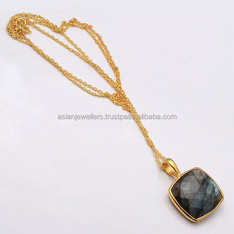 925 Sterling Silver labradorite Gemstone pendants vermeil