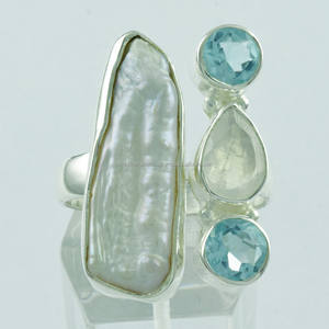 925ประดับเพชรหลายเม็ดทำด้วยมือเงินสเตอร์ลิงปรับขนาดได้ตรง - Product Image 1