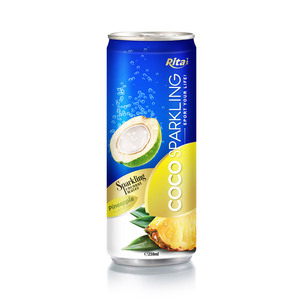 Servicio OEM ODM de Alta Calidad, Agua de Coco Espumosa con Sabor a Piña en Lata de Aluminio de 250 ml - Product Image 1