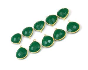 Bijoux en Onyx Vert Plaqué Or pour la Fabrication de Bijoux, Bijou à Facettes, Connecteur de Lien, Simple Bail en Laiton Fait à la Main en Sterling - Product Image 6