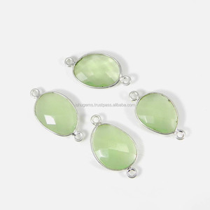 Prehnite Hydro Oval เครื่องประดับเงินแท้925,ตัวเชื่อมต่อ21X12มม. 1.05กรัมเครื่องประดับเงินแฮนด์เมด IG10614 - Product Image 1