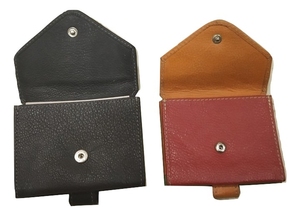 Cartera de piel de vaca corta moderna Unisex, característica RFID genuina, cierre de botón de tamaño pequeño, decoración bordada, poliéster de caramelo - Product Image 4