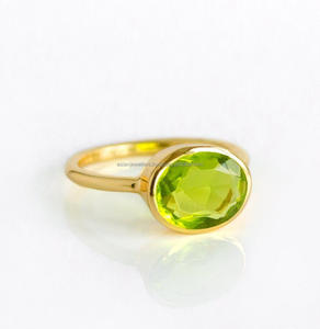 Handmade 925 Sterling Silver Ring <b>Peridot</b> Quartz Gemstone Beautiful Gold Plating Fashion <b>Jewelry</b> Weddings Parties Anniversaries - Product Image 1