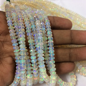 6mm 8mm Natural White Ethiopian Opal Faceted Rondelle Gemstone Beads Strand <b>String</b> for Jewelry Making Necklace <b>Bracelet</b> Online - Product Image 1