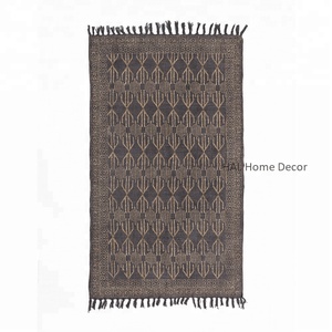 Alfombras estampadas de bloque de mano para sala de estar, alfombras de algodón Dhurrie, para exteriores, Yoga, Picnic, tejido a mano - Product Image 1