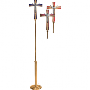 Croix en laiton dorée de 85 pouces / Croix debout Crucifix - Product Image 1