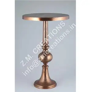 Traditional Design Coffee Table Copper Antique Color Round Shape Aluminum Metal Home Hotel Decorative Furniture